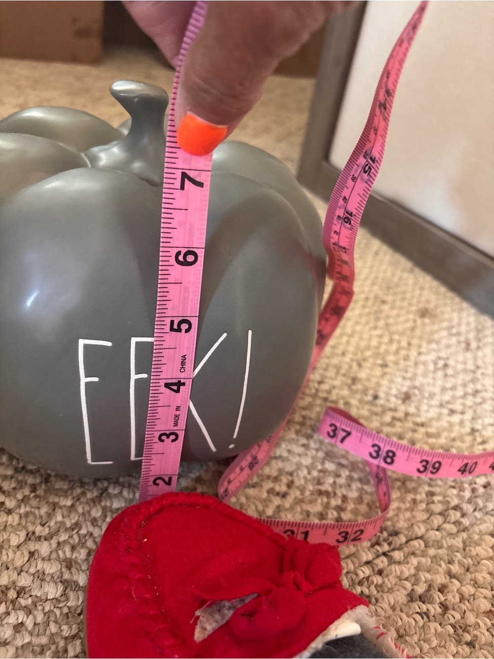 Rae Dunn Gray Ceramic Pumpkin with White Lettering